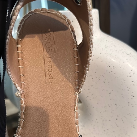 ASOS Black and Cream Espadrille Sandals with Adjustable Ankle Strap - Picture 3 of 5